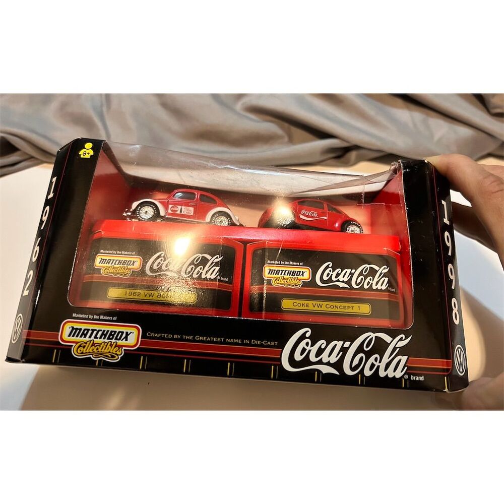 Matchbox Coca-Cola 2 Car Set 1962 VW Beetle & 1998 VW Concept 1 Bug